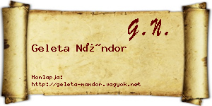 Geleta Nándor névjegykártya